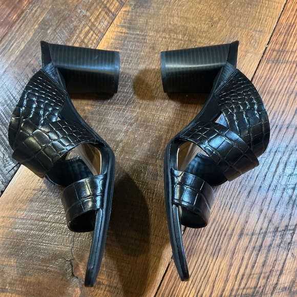 Vionic Merlot Black Croc Leather Slide Sandals Women’s Comfort Criss-Cross - Picture 6 of 13